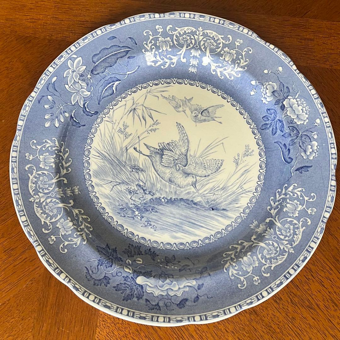 【希少品】英国ビンテージ　スポード ★ブルーカミラ・Woodcock★プレート