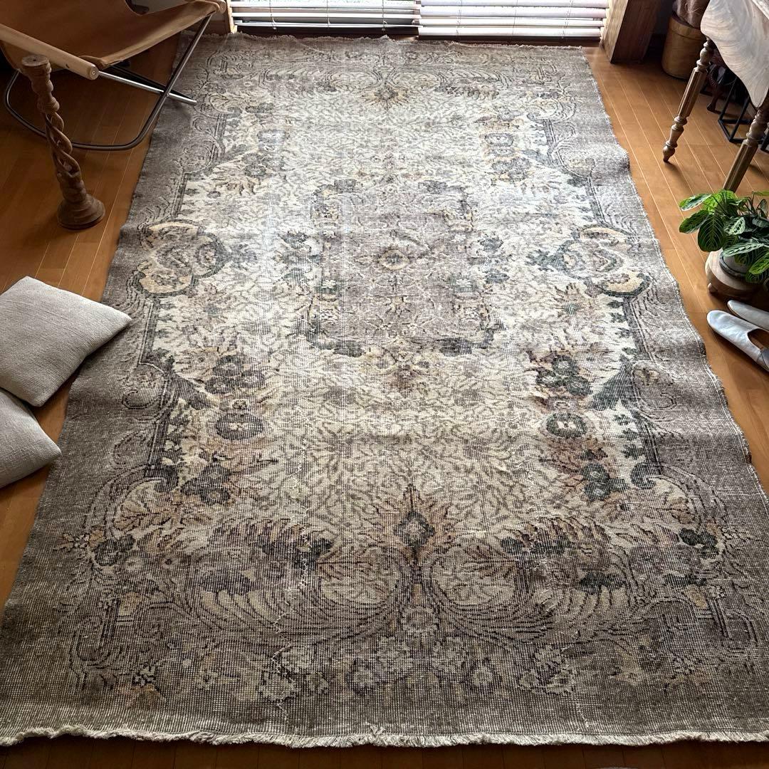 超大判171×286アンティークカラー　メダリオン　トルコヴィンテージラグ