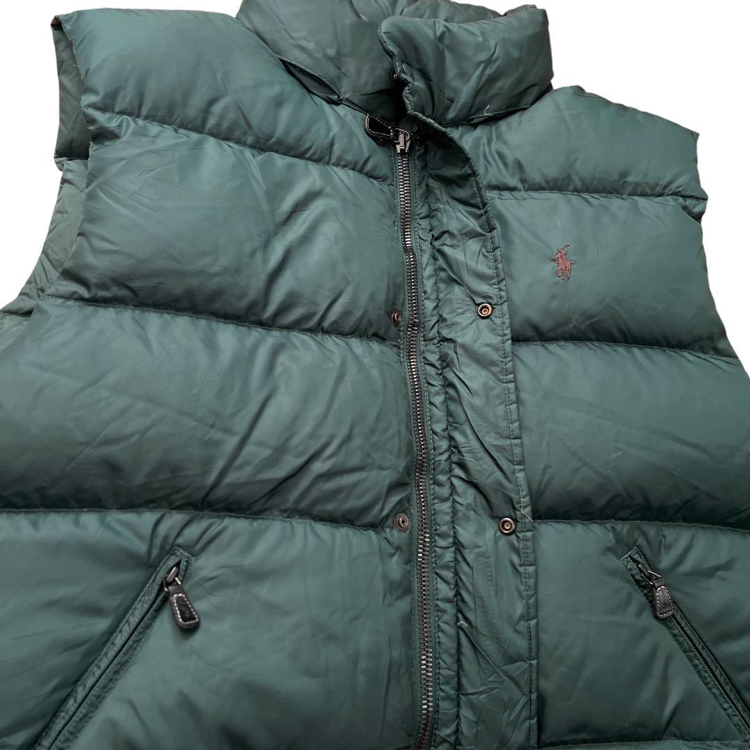 ポロバイラルフローレン　ダウンベスト　XXL　緑　フード付