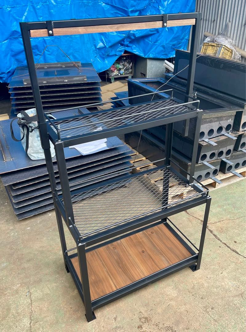 高さ可動式ライトレールスタンド付き3段アイアンラック☆植物棚☆多肉