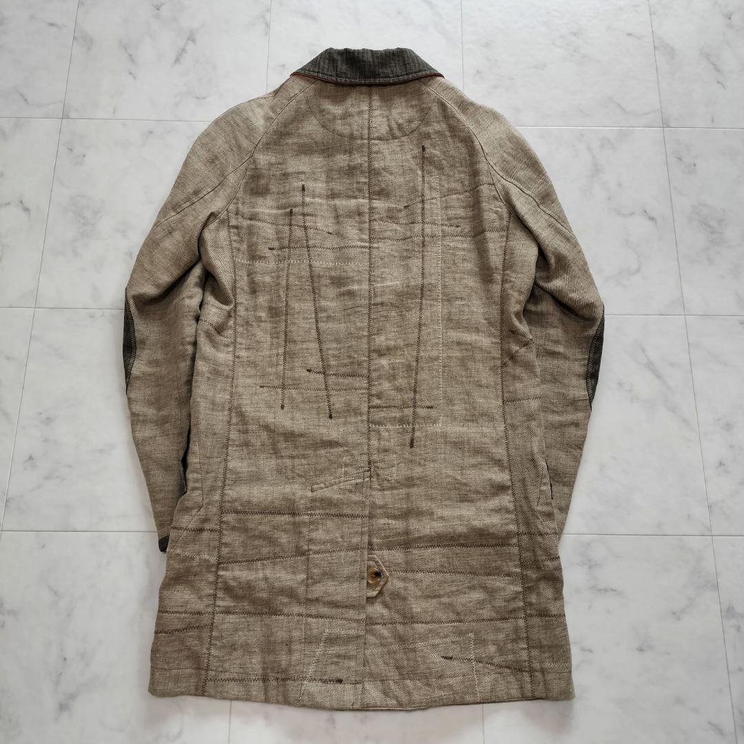 ジュンヤワタナベマン 16SS パッチワークリネンステンカラーコート S 日本製