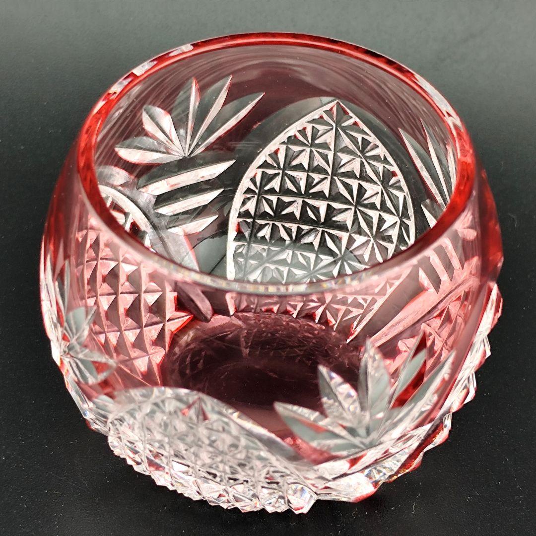 超希少品☆カガミクリスタル 木村秋男 猪口 金赤（切子 江戸切子 薩摩切子）