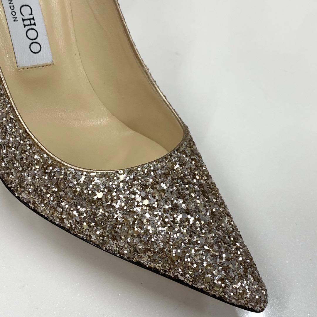 ジミーチュウ グリッター パンプス ゴールド