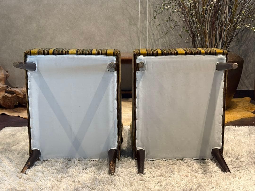 ストライプチェア シングルソファ ファブリック アンティーク ビンテージ SZ