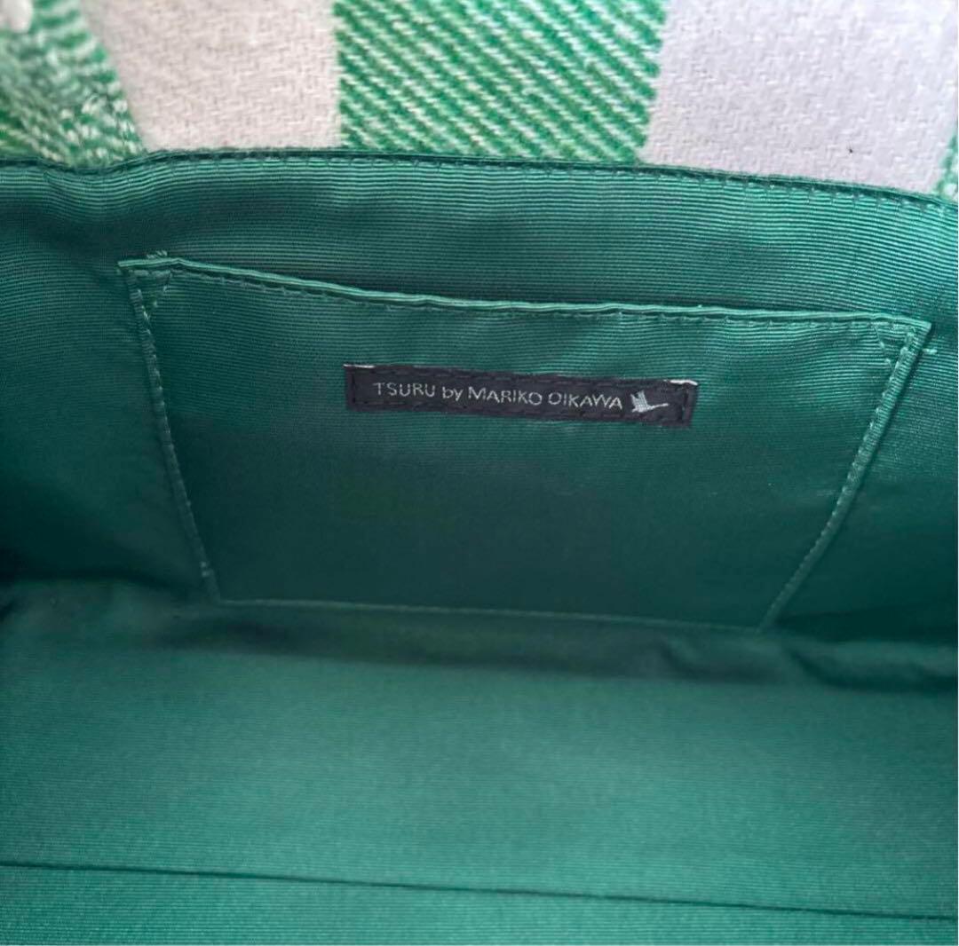 ツルバイマリコオイカワ　Aimee チェックトートバッグ　新品　グリーン色