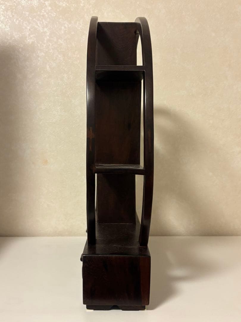 【中国茶器飾り棚】円形木製棚 引き出し付き アジアン家具