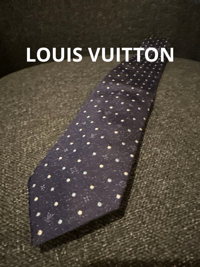 【LOUIS VUITTON】ネイビー ドット柄 スリムタイ