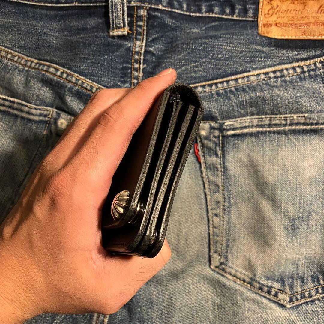 お札が折れない！ミドルトラッカーウォレット 3層 シルバー925 アポロコンチョ