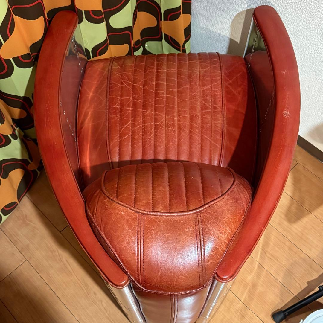 Aviator 1人掛けレザーソファ レッド 赤 高級家具 チェア リビング