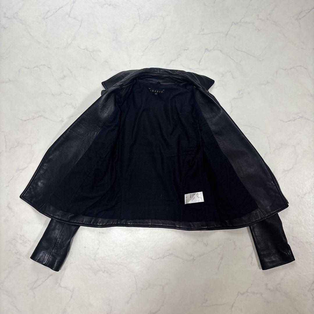 Theory ラムレザー ダブルライダース フィンランドラクーン リアルファー