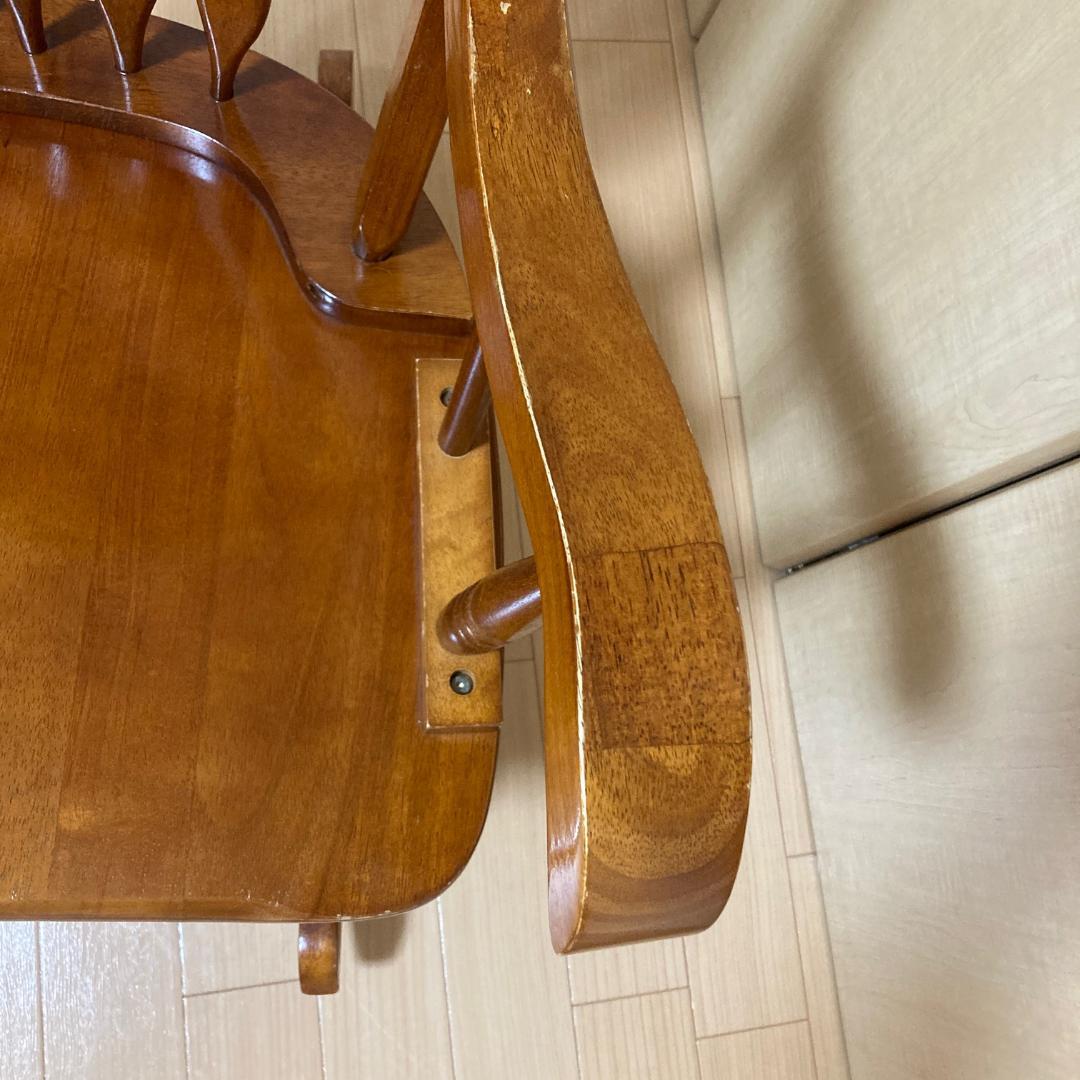 ロッキングチェア アンティーク調 スラットバック 木製 アーム付 クラシック