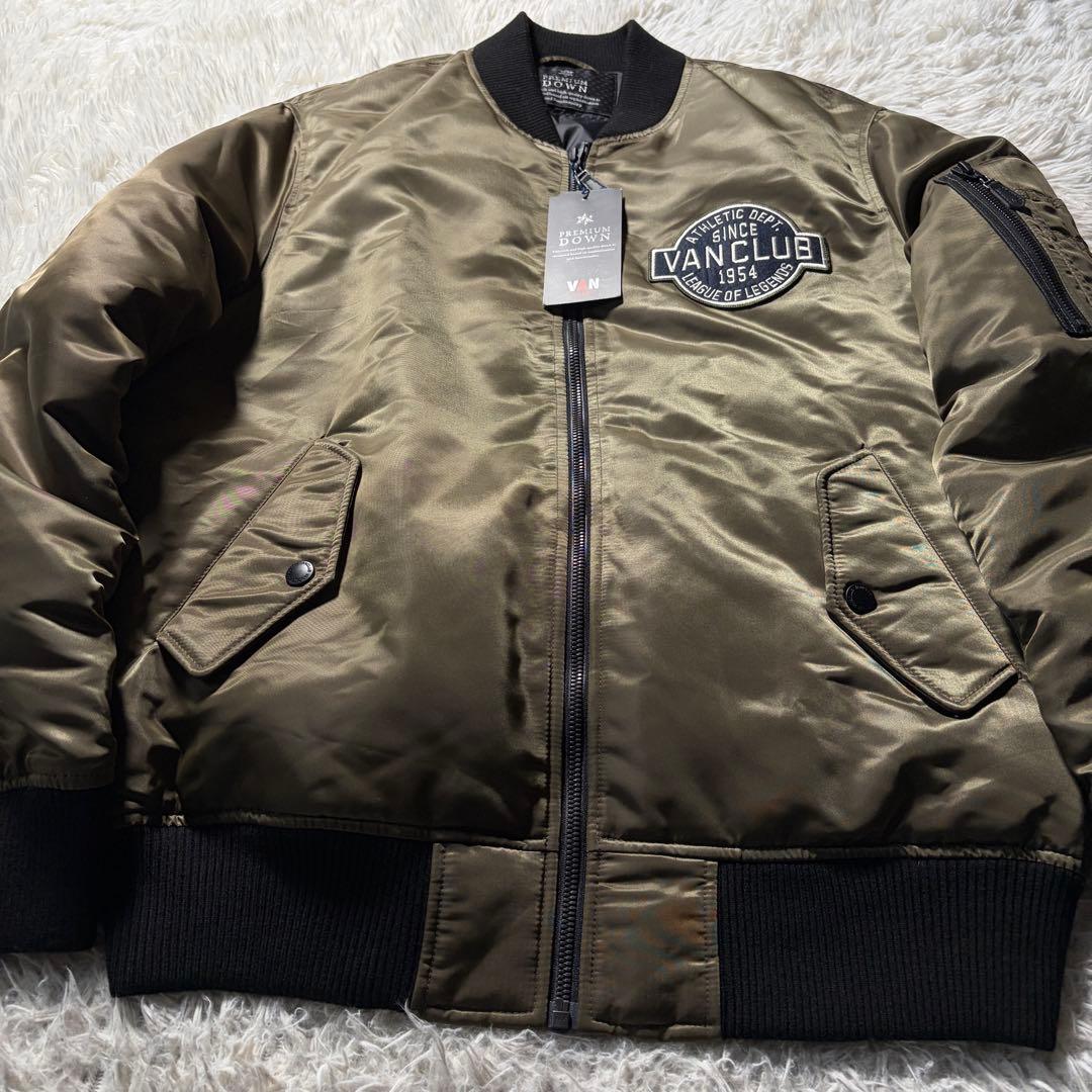 未使用/希少タグ付■VAN JACKET MA-1 アーチロゴ　カーキ　L