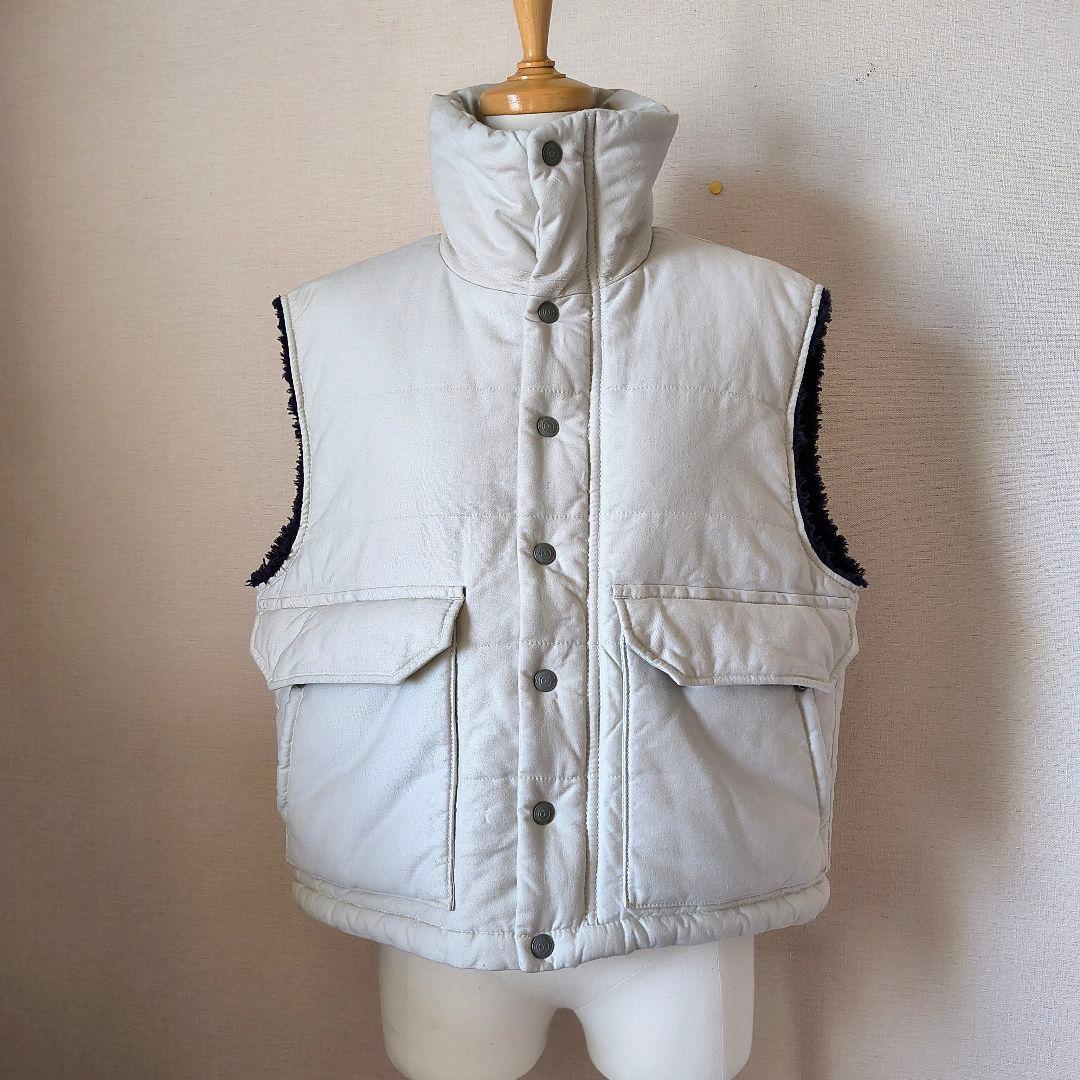45r ホワイト ノースリーブ 中綿ベスト リバーシブル ボア