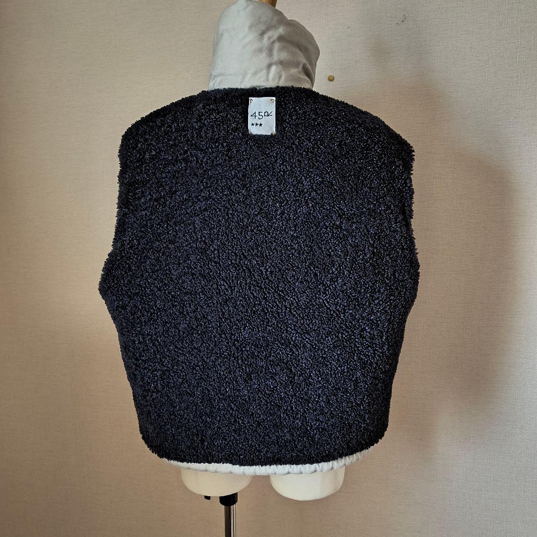 45r ホワイト ノースリーブ 中綿ベスト リバーシブル ボア