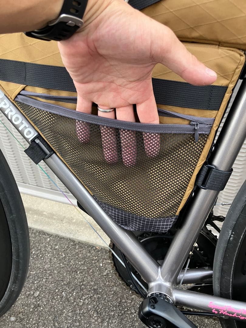 ハンドメイド　上下分割フルフレームバッグ　X-PAC Cブラウン　フレーム49