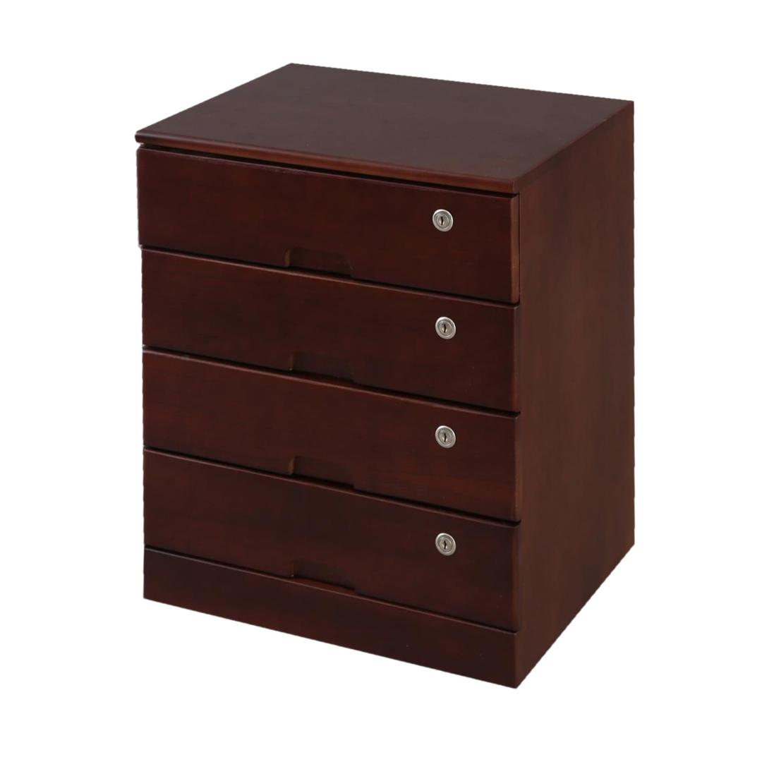 ＜４段＞天然木桐材で軽量！ 組み立て不要 全段カギ付 リビングチェスト