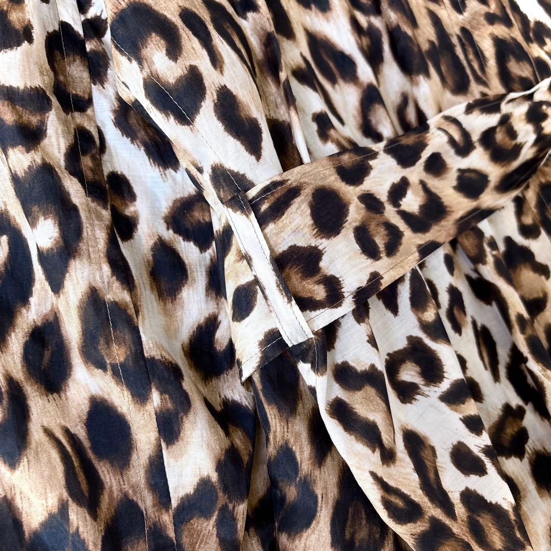 美品 サードマガジン 日本製 ヒョウ柄 キュプラコットン 薄手 トレンチ コート