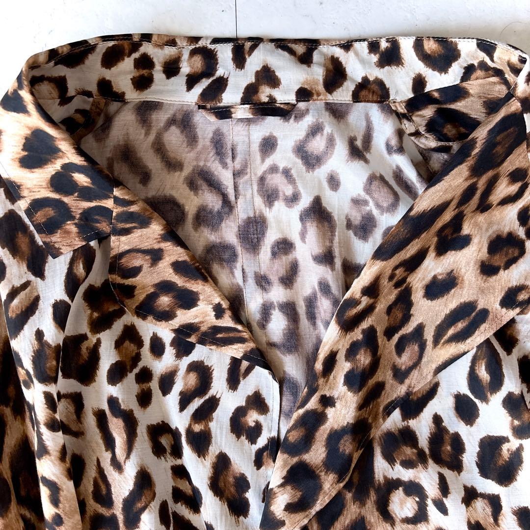 美品 サードマガジン 日本製 ヒョウ柄 キュプラコットン 薄手 トレンチ コート