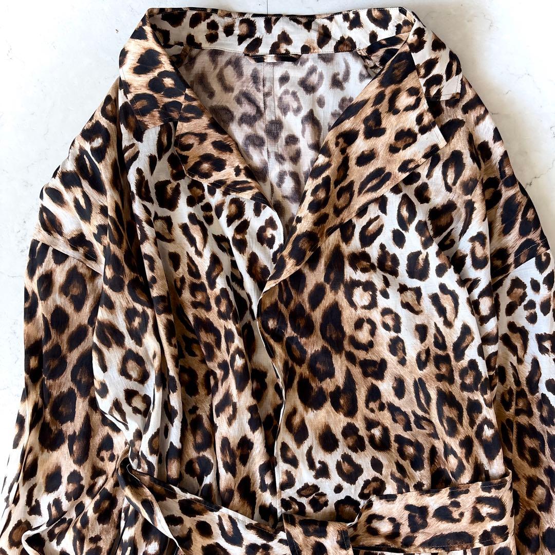 美品 サードマガジン 日本製 ヒョウ柄 キュプラコットン 薄手 トレンチ コート