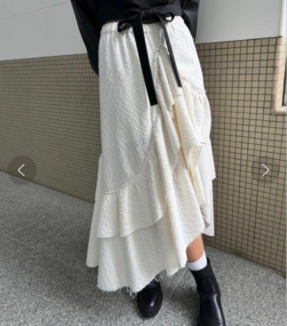 値下げ　Ameri UND OVER SLIT RUFFLE SKIRT S