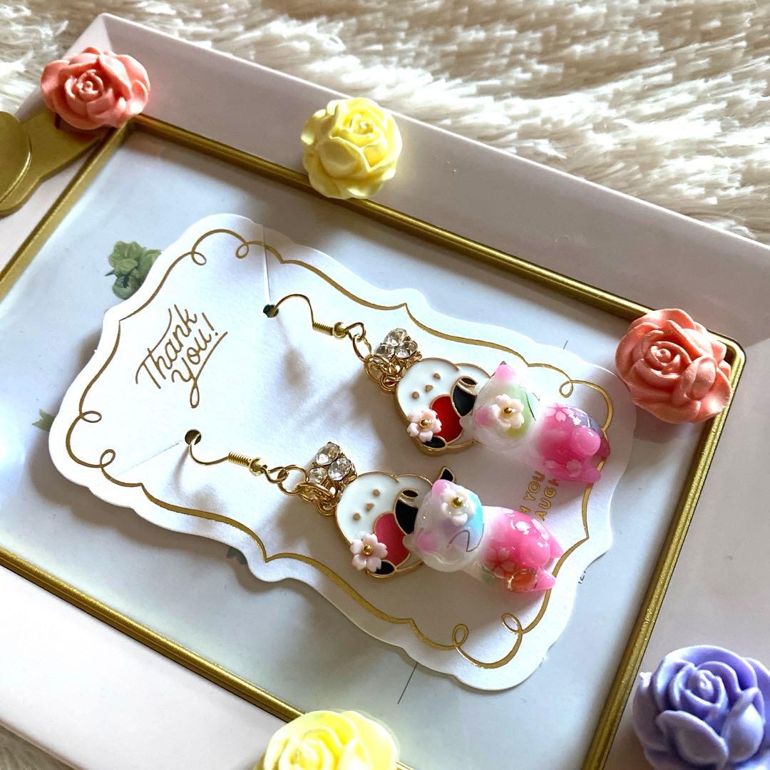 ☆桜！Spring猫ちゃんピアス☆A