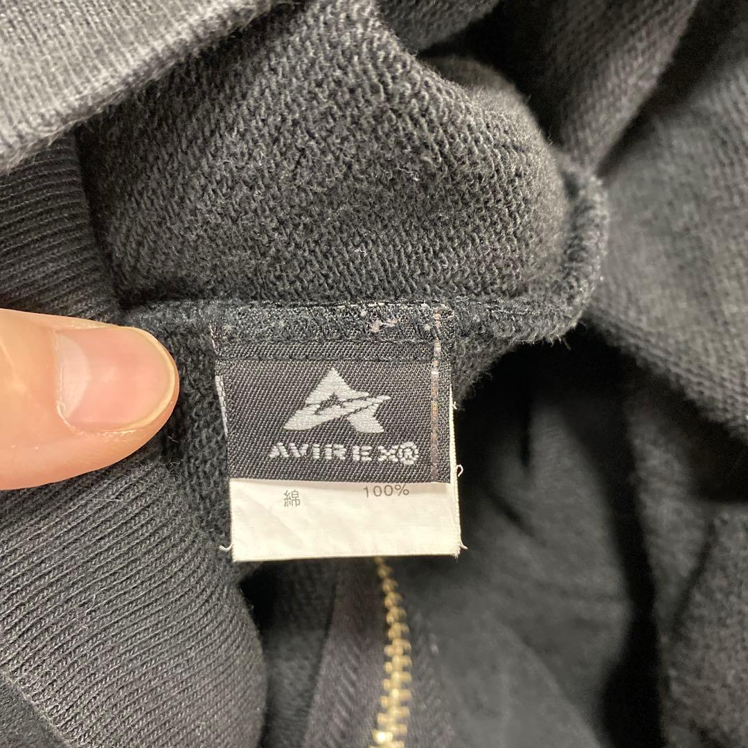 90's~ AVIREX ジップパーカー　サーマル　ブラック　y2k 短丈