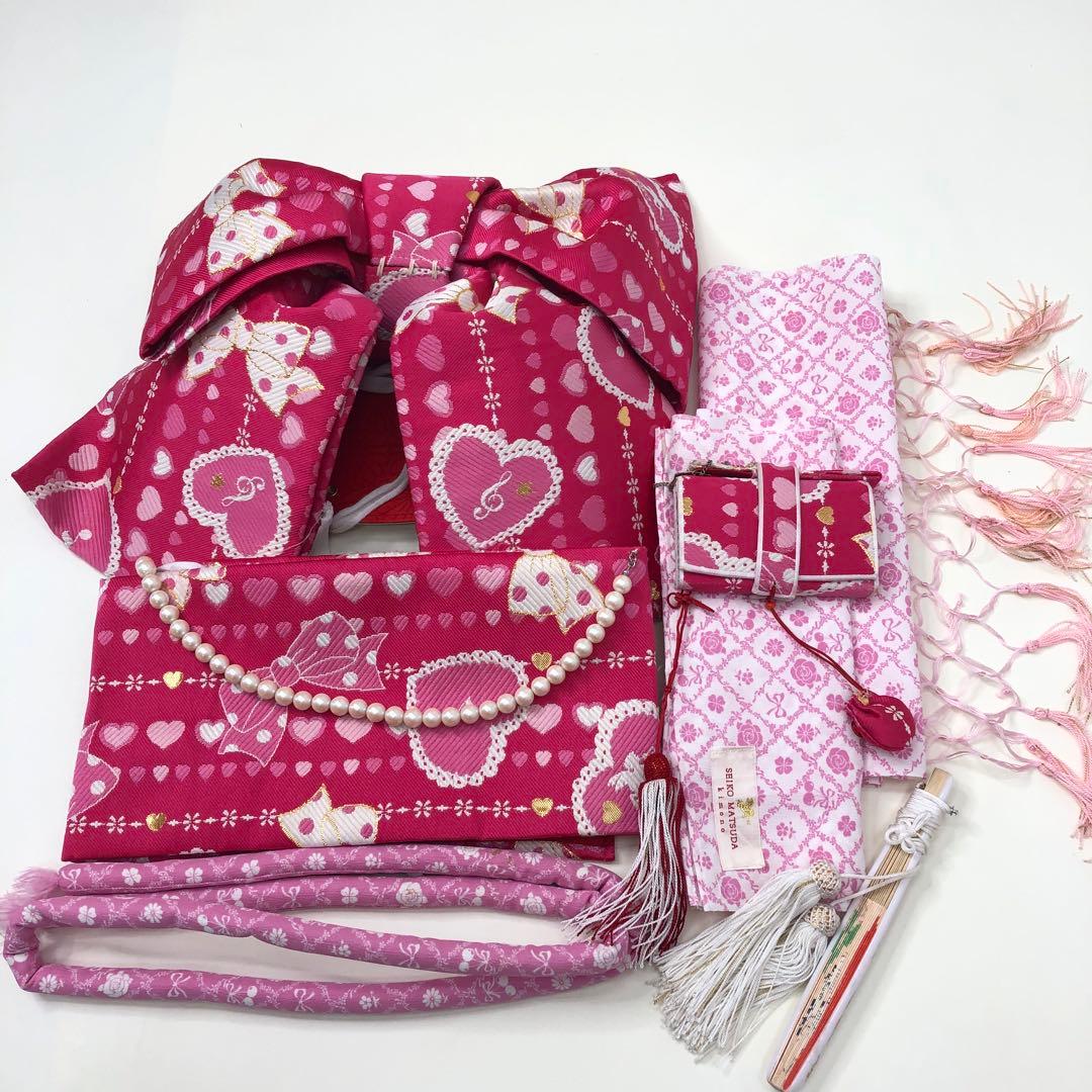 女児着物★七五三フルセット★ 四つ身★5歳 7歳★白　松田聖子　u-369