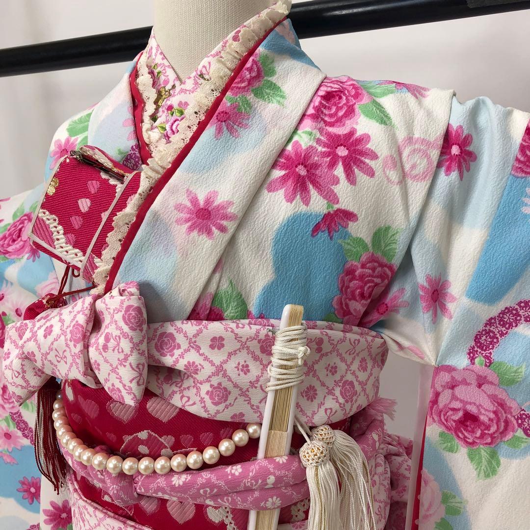 女児着物★七五三フルセット★ 四つ身★5歳 7歳★白　松田聖子　u-369