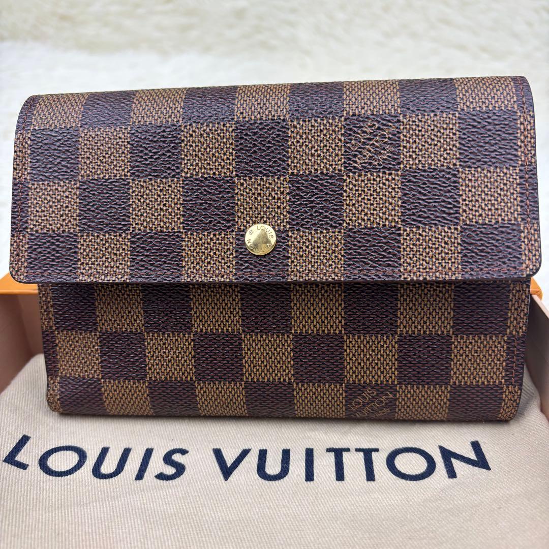 美品✨️ルイヴィトン　ダミエ　ポルトトレゾール　エテュイパピエ　三つ折り財布