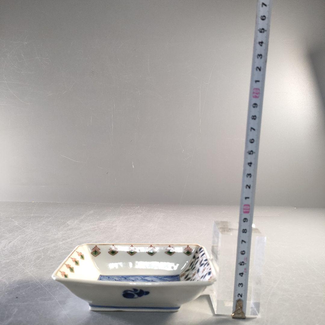 A1284-7/九谷焼/美山窯/金彩色絵花鳥文角鉢9客/飾鉢/盛鉢/懐石道具/