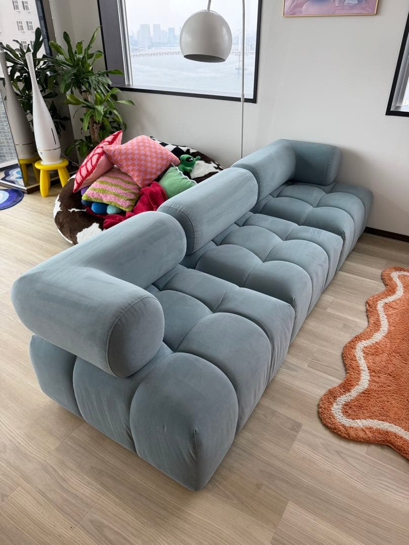 Francfranc パフィソファブルー3人掛け 左パーツ 美品