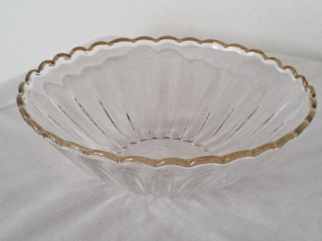 【美品】 田井将博 輪花モール鉢 3点セット 鉢 器 食器 ガラス ボウル 皿