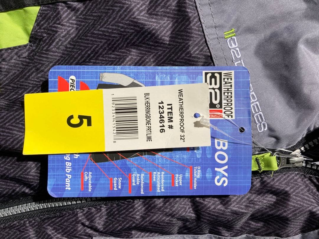 子供用スキーウェアセット 5サイズ グレー/ライム　未使用100〜120cm程度