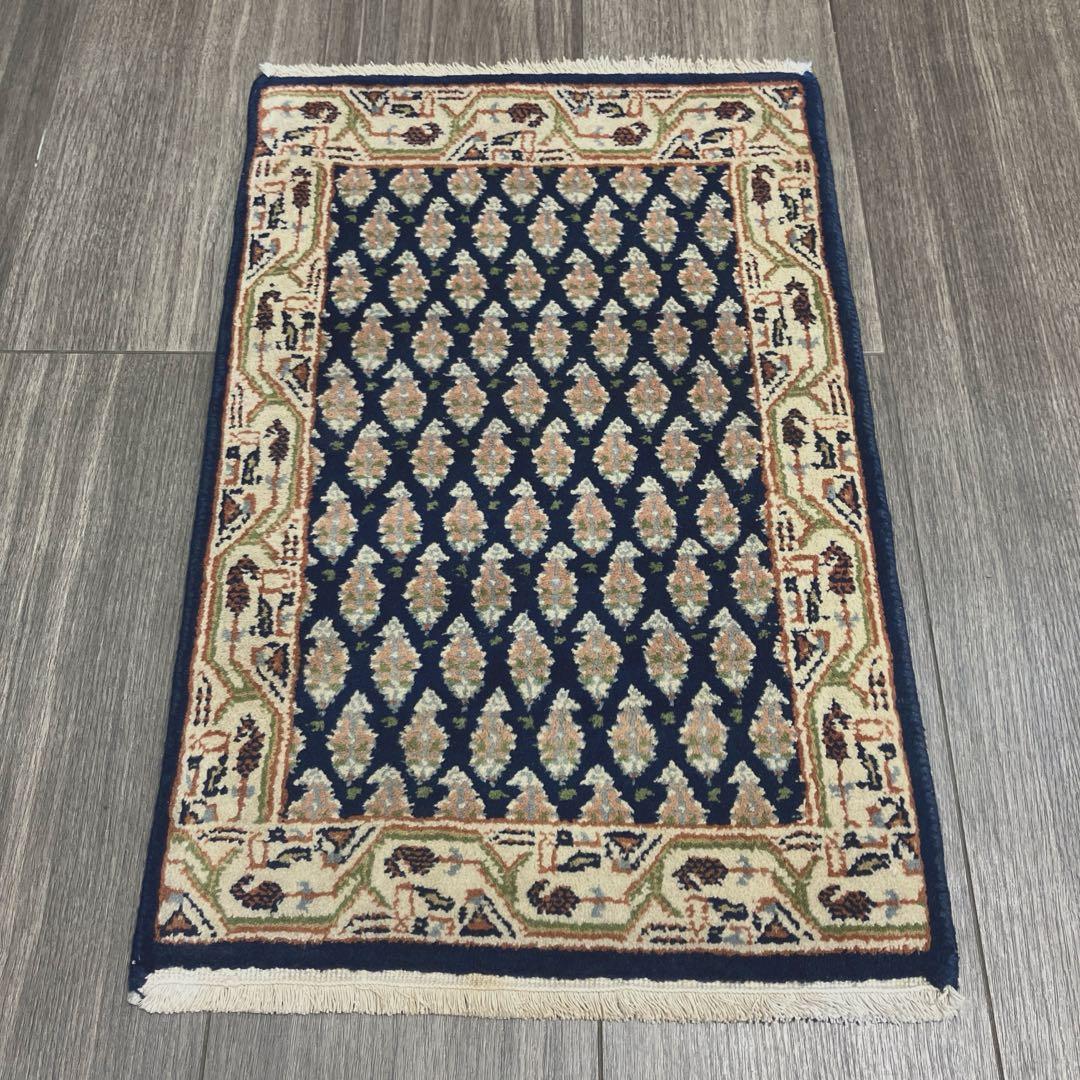 39cmx59cmアンテイク絨毯ミニラグペルシア絨毯　ペイズリーデザインラグ