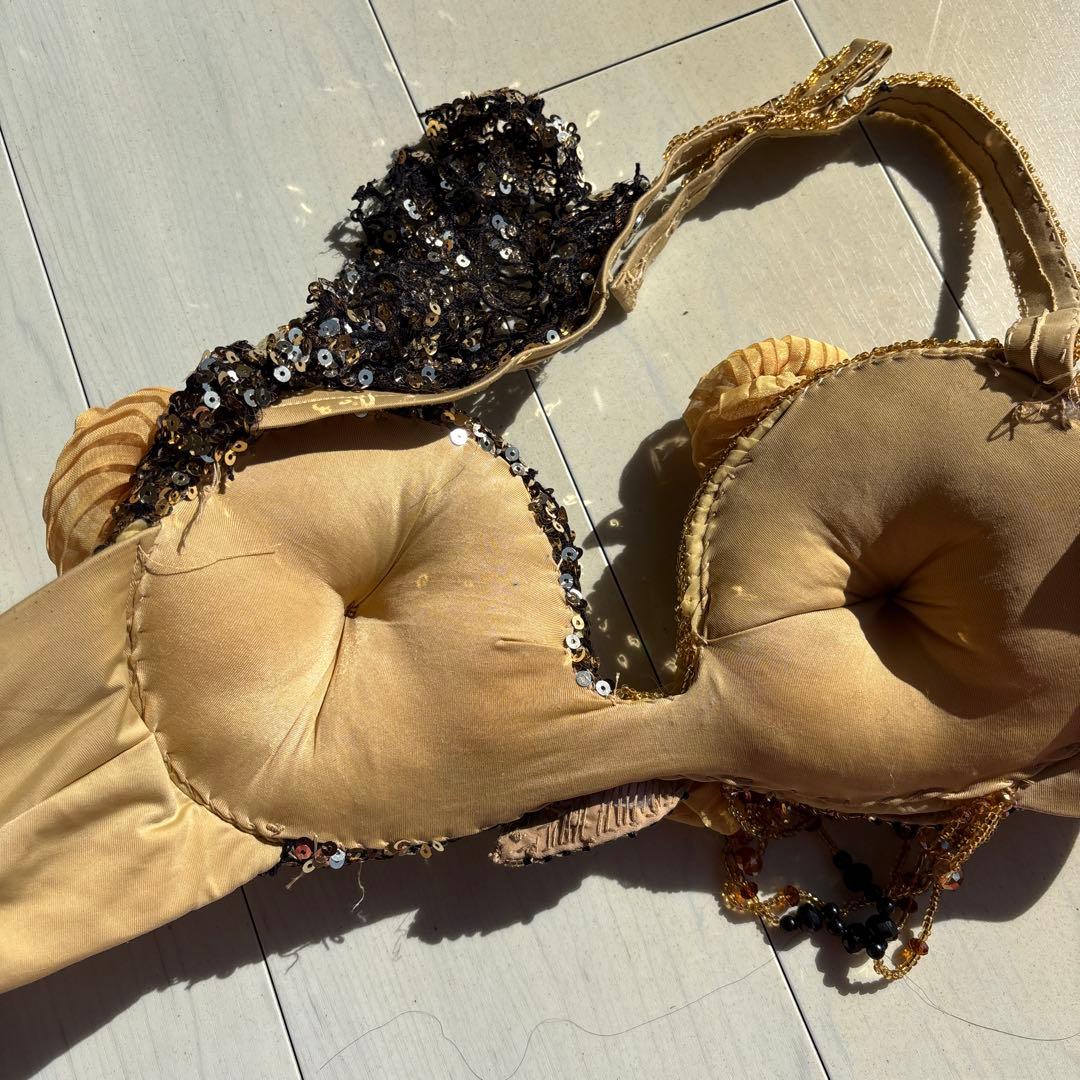 エジプト製　ベリーダンス衣装 フラワーモチーフ付き