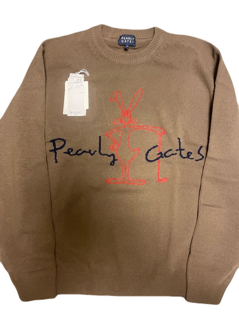 パーリーゲイツ　ゴルフ　ニットセーター　ウサギ刺繍　ブラウン　サイズM