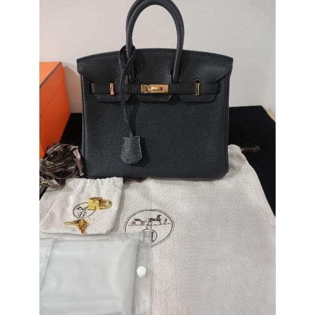 HERMES バーキン 25 黒 ハンドバッグ ゴールド金具