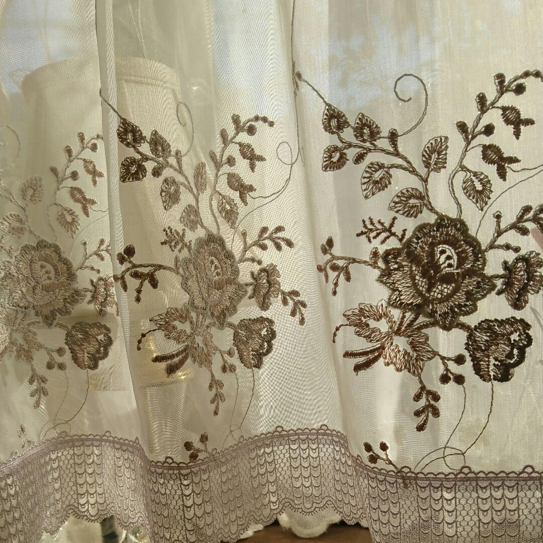 カフェカーテン【薔薇刺繍レース】