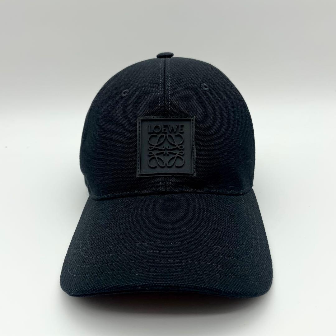 美品・鑑定済★ロエベ　ラバーロゴ　アナグラム　ベースボール　キャップ　黒　59