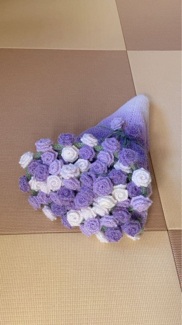 バラの花束ブランケット直径115cm，66本の大きな花ストール