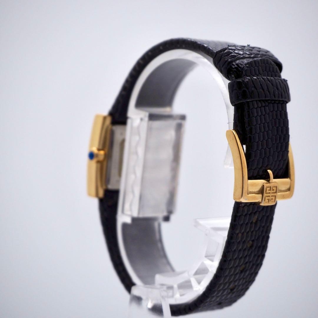 専用384 稼動【美品】GIVENCHY 時計　スクエア　ダイヤベゼル　ゴールド