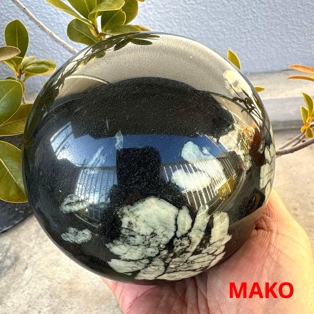 M1583☆菊花石丸玉125mm 3.2Kg☆天然石　原石