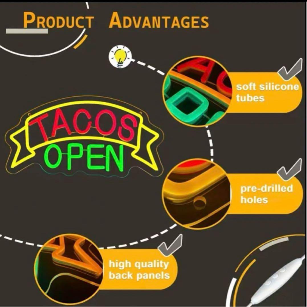 メキシコ ネオン タコス Open サイン 看板 雑貨 ビール BAR