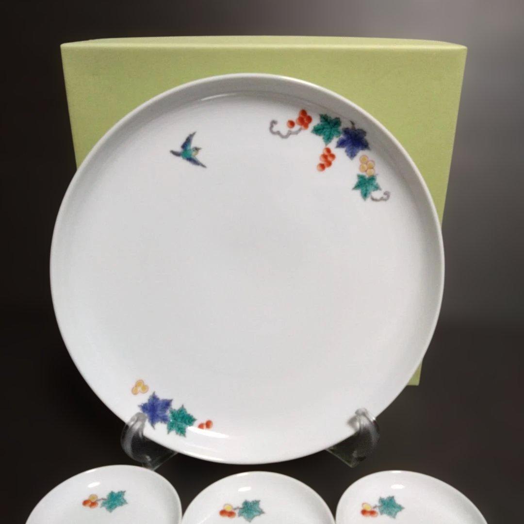 新品 有田焼 肥前赤絵窯元 鷹巣　プレートセット　お祝い
