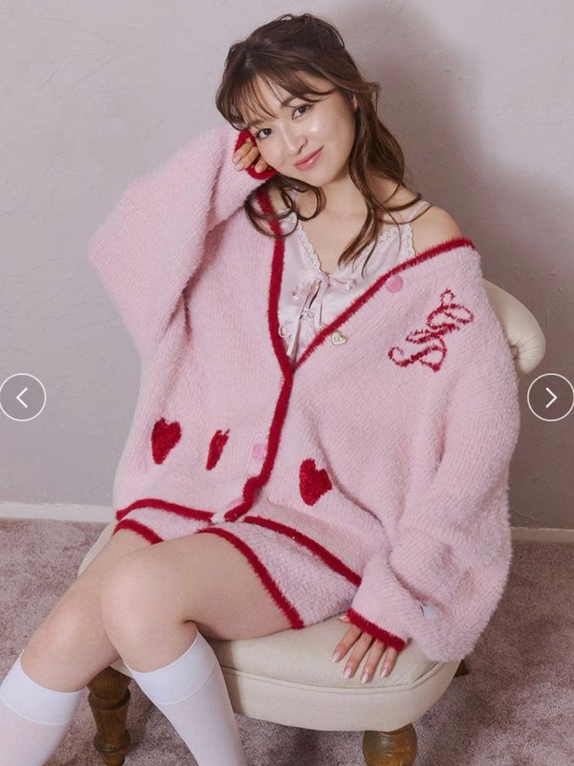 gelato pique ラメフェザーカーディガン ショートパンツ セットアップ