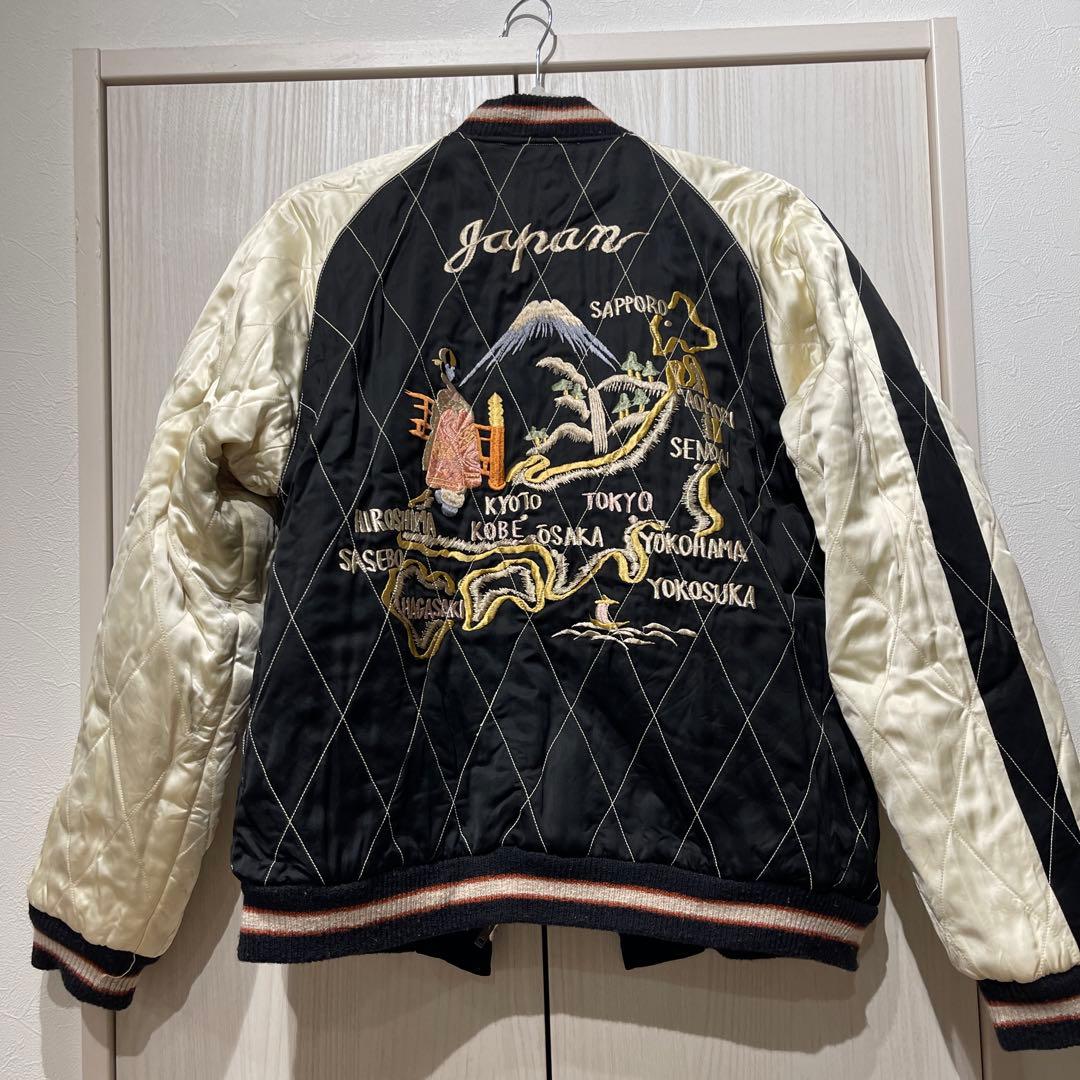 【hibu様】港商　テーラー東洋スカジャン　黒　L サイズ　別珍　鶴