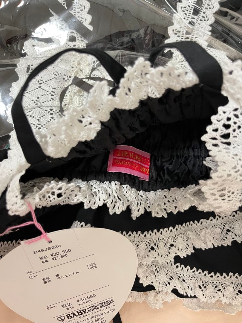 BABY ベビードールジャンパースカート 黒×オフ白