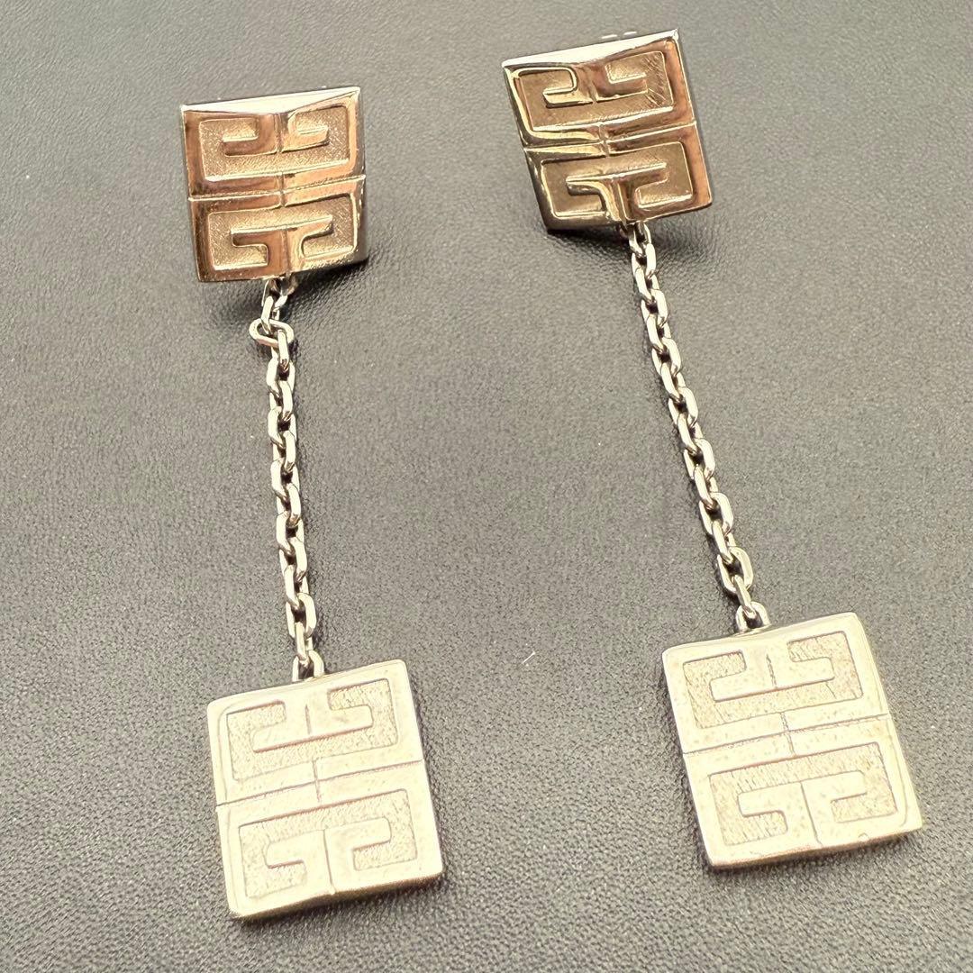 希少/近年モデル✨ジバンシー ピアス 4G チェーン 2連 ドロップ シルバー