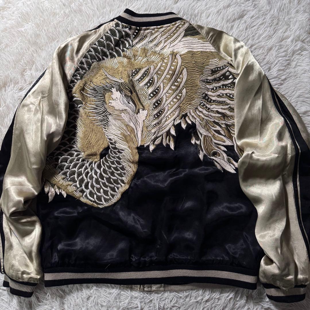 y*a様 希少✨花旅楽団　スカジャン　リバーシブル　豪華刺繍　ブラック×ゴールド