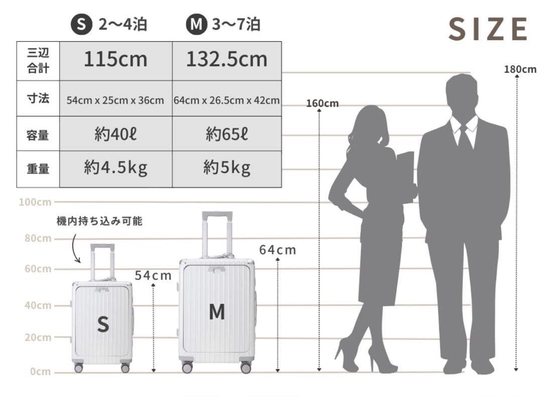 【美品】Libetee リベティ キャリーケース S マットシルバー